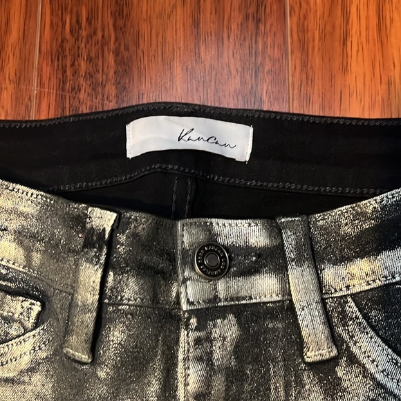 KanCan Skinny Gold Shimmer Pants Mid Rise Size 3 - Picture 2 of 5